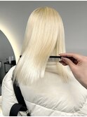 ペールピンクブロンドシルバーホワイトベージュ顔周りレイヤー