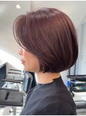 青山白髪ぼかしハイライトウルフショートボブグレージュ40代50代