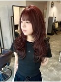 ハッシュカット×ダークレッドカラー