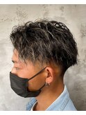 MEN’S HAIR/ブルーブラック/フェザーパーマ/ハイライト