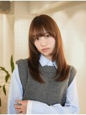 韓国/顔周りレイヤー/ダブルカラー/ベージュ/前髪新潟長岡宮関◆