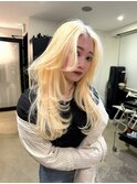 ブロンドカラー/抜きっぱなしブロンド/レイヤーカット/渋谷/原宿