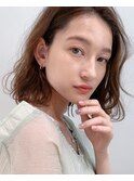 エアリーミディ ショートパーマ黒髪  ホワイトアッシュ