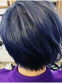 グレージュカラー/ボブウルフ/黒髮カタログツーブロックマッシュ