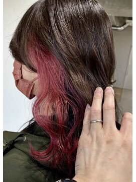 リグ 横浜(Lig.) ハイトーンケアブリーチピンクインナーカラー/イヤリングカラー