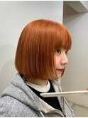 オレンジブラウン/ショートボブ