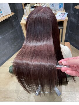 オプスヘアー 西新店(OPS HAIR) 髪質改善美髪ストレート×艶ピンクブラウン|ブリーチ毛対応◎