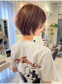 ミルクティーベージュショートボブ