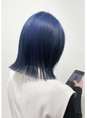【tomomi*ブルー*ネイビー*ブリーチカラー*ワンレンボブ】