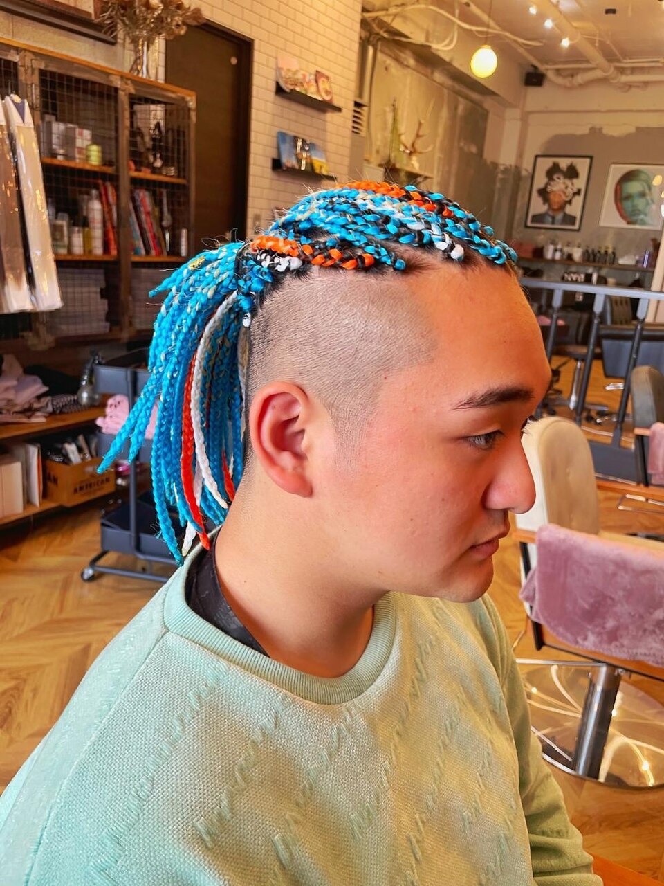 ブレイズヘア】ターコイズ×オレンジ50本：L211147770｜ラグシス ザ