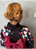 浴衣/ツインお団子アレンジ