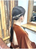 【ヘアセット】タイトポニーテール金箔アレンジ［恵比寿］