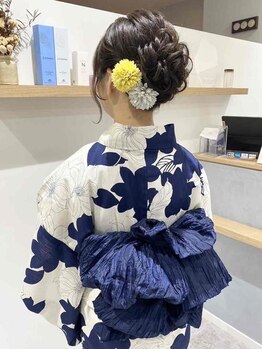 エイミーバイネオリーブ(amy by neolive)の写真/【浴衣着付け+ヘアセット¥7700~】美しく着崩れしにくい浴衣着付け×抜け感ヘアセット☆木場駅徒歩3分