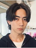 センターパートウルフ ニュアンスパーマ