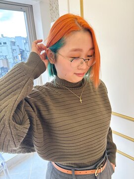 ビビディ バビディ ブー 河原町三条店(Bibbidi.bobbidi.boo) 切りっぱなしボブ個性派インナーカラー