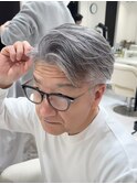 50代40代白髪ぼかしシルバーメッシュバレイヤージュ