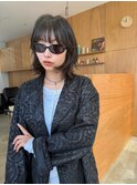 ミディアムレイヤーハッシュカットココアブラウン