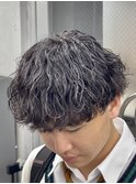 波巻きシャドウパーマラウンドマッシュ