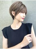 白髪ぼかしハイライト×ショートボブ×ネビージュ【柏】