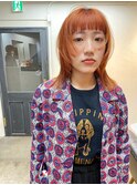 【orange brown】オン眉ワイドバング_顔まわりレイヤー_オレンジ