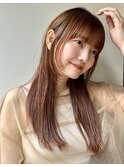 ロングレイヤー　レイヤーカット　暖色カラー