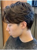 横浜西口メンズパーマフェザーパーマセンターパートガイルヘア