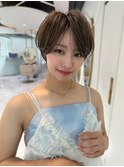 【Louvre】ショートパーマ/小顔ヘア/伸ばしかけ/ベージュカラー