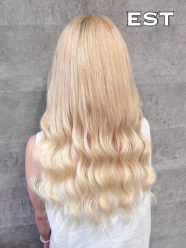 エスト 大阪梅田(EST) レミー100%/53cm☆シールエクステ60枚+ブリーチカラー