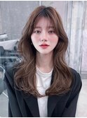 メルティカラー似合わせカットフェミニンロング韓国レイヤー