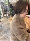 白髪ぼかし対応ショート×ベージュ