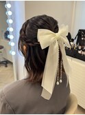 ミディアムヘアのハーフアップ♪