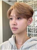韓国メンズホワイトシースルーマッシュアッシュグレージュカラー