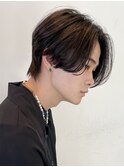 メンズフェザーショート刈り上げセンターパート波打ちパーマ渋谷