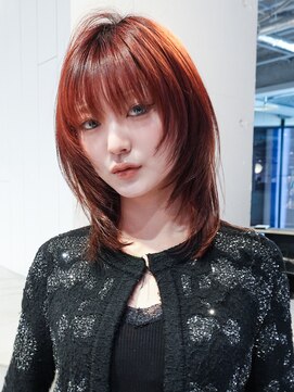 アルバム 池袋(ALBUM) ミディアムレイヤーカット前髪カット韓国ヘア_F81341
