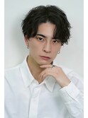 爽やか無造作ビジネスツーブロックツイストスパイラルパーマ
