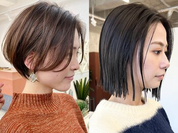 ノード(NODE)の写真/《*30代～のお客様も多数ご来店*》美シルエットのくびれショート、センターで分けた切りっぱなしボブが◎