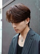センターパートカルマパーマビジネス韓国ヘアシャドウパーマ