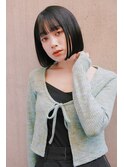 黒髪切りっぱなしボブ