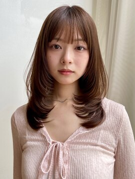 バイオレットジェム(Violet`jem) レイヤーカットベージュカラーぱっつん前髪セミロングMI-51