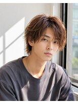 MEN's Baguz MEN'Sカット/ MEN'Sパーマ/ MEN'Sカラー 韓国風ミディアムレイヤー×ニュアンスパーマ束感メンズヘア
