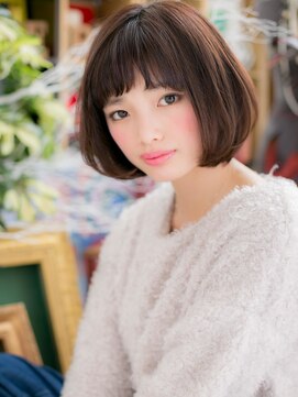 カバーヘア ブリス 戸田公園西口店(COVER HAIR bliss) オン眉黒髪ダークカラー艶前下がりボブc5戸田公園20代30代40代