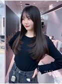 ロング/顔周りレイヤーカット/韓国/グレージュ/前髪[横浜]