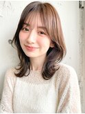 ◎ミニウルフホワイトグレージュデジタルパーマチェリーブラウン