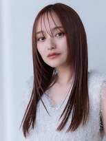 チョコグレージュ/20代30代大人かわいい/ミディアムレイヤー