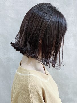 ムウ 難波(MOU) ハッシュカットフルバング似合わせカットレッドブラウン20代30代