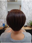 ショートヘア髪質改善オレンジブラウン小顔ショートボブ