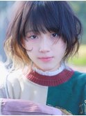 ふんわりセミディ/インナーカラー/裾カラー/小顔レイヤーカット
