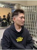 ハイライトマッシュパーマウルフアッシュブラック