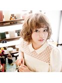 ハニーベージュ×外国人風パーマ大人可愛いボブ20代30代40代