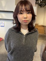 ムード マグ レーベル 南松本(MOOD Mag Label)&nbsp;20代30代ローズカラーミディアムウルフ伸ばしかけ抜け感